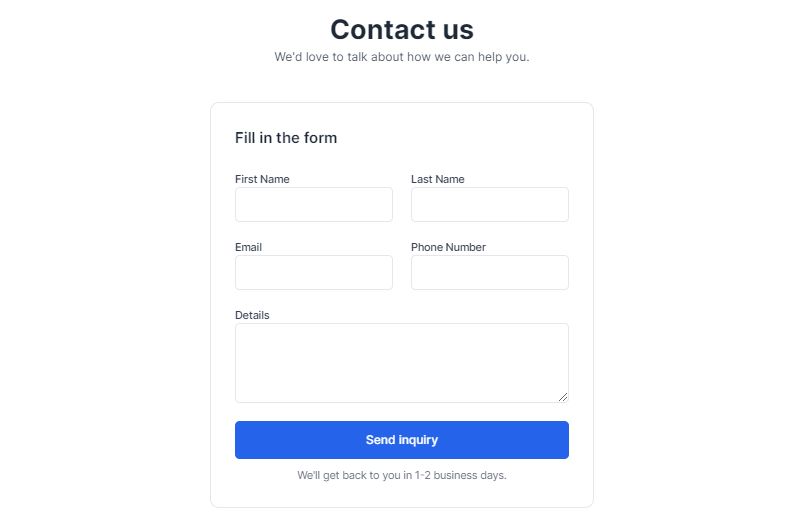 Preline UI Contact Form Example: Quick Start