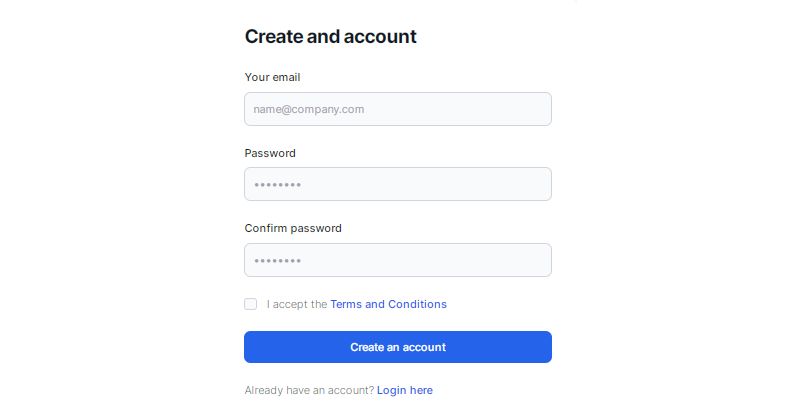 Register Form with Tailwind CSS - Flowbite Style