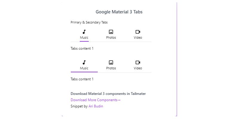Tailwind CSS Material 3 Tabs