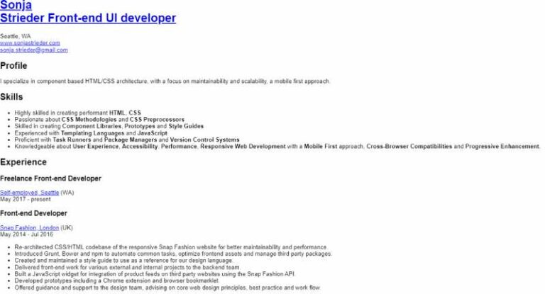 HTML Resume Templates: 41 Examples